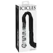 Icicles No. 38 - bőr korbácsos üveg dildó (áttetsző-fekete)