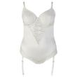 Cottelli Plus Size - fűzős, hímzett body (fehér)