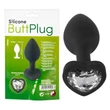 You2Toys Butt Plug - fehér köves anál plug (fekete)