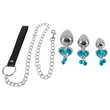 You2Toys - Butt Plug Set - anál plug szett + póráz (ezüst)