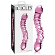 Icicles No. 55 - kétvégű, G-pont üveg dildó (pink)
