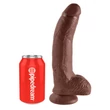 King Cock 9 - nagy tapadókorongos, herés dildó (23cm) - barna