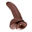 King Cock 9 - nagy tapadókorongos, herés dildó (23cm) - barna