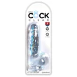 King Cock Clear 6 - tapadókorongos, herés kis dildó (15cm)