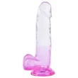 Sunfo - tapadókorongos, herés dildó - 22cm (átlátszó-lila)
