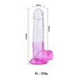 Sunfo - tapadókorongos, herés dildó - 22cm (átlátszó-lila)