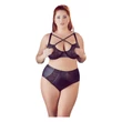 Cottelli Plus Size - keresztpántos melltartó és bugyi (fekete)
