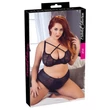 Cottelli Plus Size - keresztpántos melltartó és bugyi (fekete)