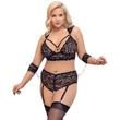 Cottelli Bondage Plus Size - csipke melltartó szett (fekete)