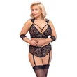 Cottelli Bondage Plus Size - csipke melltartó szett (fekete)
