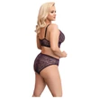Cottelli Plus Size - áttetsző mintás melltartó szett (lila)