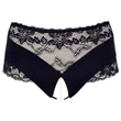 Cottelli Plus Size - csipkés gyöngyös nyitott bugyi (fekete)