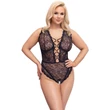 Cottelli Curves Plus Size - átlátszó mintás body (fekete)