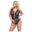 Cottelli Curves Plus Size - átlátszó mintás body (fekete)