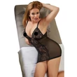 Cottelli Plus Size - csipkés átlátszó hálóing (fekete)