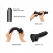 Strap-on-me XXL - kétrétegű, talpas, élethű dildó (fekete)