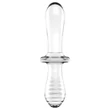 Satisfyer Double Crystal - kétvégű üveg dildó (átlátszó)
