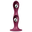 Satisfyer Double Ball-R - tapadókorongos súlyozott dildó (piros)