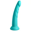 Dillio Slim Seven - tapadókorong stimuláló dildó (20cm) - türkiz