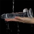 Lovetoy Flawless Clear - tapadókorongos dildó - 19cm (átlátszó)