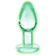 Booty Sparks Glow in the Dark L - üveg anál plug (átlátszó)