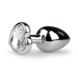 Easytoys Metal No.2 - anál plug szíves kővel (ezüst-fehér)