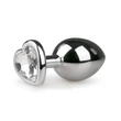 Easytoys Metal No.7 - szíves anál plug fehér kővel - ezüst