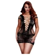 BACI Plus Size - fűzős, rövidujjú miniruha - fekete (XL-XXL)