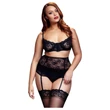 BACI Plus Size - csipke fehérnemű trió - fekete (XL-XXL)