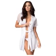Obsessive Miamor Robe - csipkés ujjú köntös és tanga (fehér)