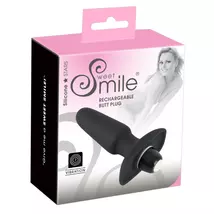 SMILE Butt Plug - akkus, szilikon anál vibrátor (fekete)