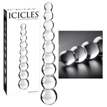 Icicles No. 2 - gömbös üveg dildó (átlátszó)