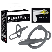 Penisplug - szilikon makkgyűrű kúpos dilátorral (szürke)