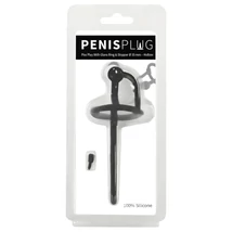 Penisplug - szilikon dilátor makkgyűrűvel (0,6mm) - fekete