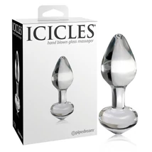 Icicles No. 44 - kúpos, üveg anál plug (átlátszó)