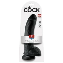 King Cock 9 - nagy tapadókorongos, herés dildó (23cm) - fekete