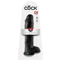 King Cock 11 - nagy tapadókorongos, herés dildó (28cm) - fekete