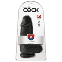 King Cock 9 Chubby - tapadókorongos, herés dildó (23cm) - fekete