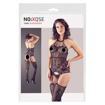 NO:XQSE - pántos fehérnemű szett és tanga - fekete (S-L)