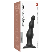 Strap-on-me Beads M - gyöngyös, tapadókorongos dildó (fekete)