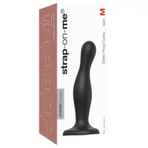 Strap-on-me Curvy M - hullámos, tapadókorongos dildó (fekete)