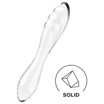 Satisfyer Dazzling Crystal 1 - kétvégű üveg dildó (átlátszó)