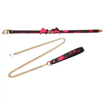 Hőre színt váltó nyakörv pórázzal (fekete)