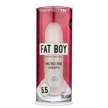 Fat Boy Micro Ribbed - péniszköpeny (15cm) - fehér
