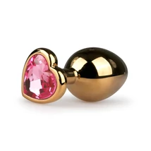 Easytoys Metal No.7 - pink köves, kúp anál plug - arany (3cm)