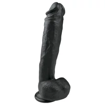Easytoys - tapadókorongos, herés nagy dildó (26,5cm) - fekete