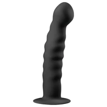 Easytoys Ribbed - tapadókorongos anál dildó (14cm) - fekete