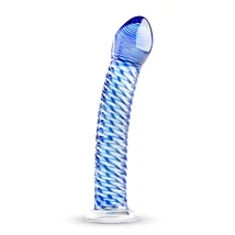 Gildo Glass No. 5 - spirál üveg dildó (átlátszó-kék)