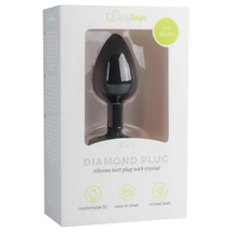 Easytoys Diamond - fehér köves anál plug (kicsi) - fekete