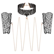 Rosy Gold - nyakörv és csukló bilincs (fekete)